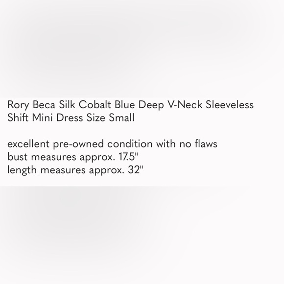 Rory Becca  100% silk blue mini dress. Perfect condition. Worn once. Size small. - Picture 9 of 9
